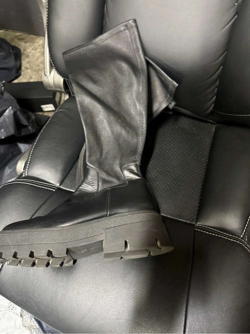 Zara Black Over-the-Knee Chunky Sole Boots 17 inches tall from top to bottom